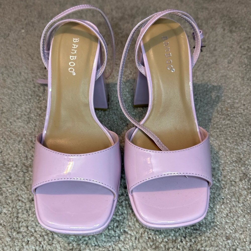 Bamboo Women’s Chunky Heel Platform Shoes With Ankle Straps Bubblegum Pink 6.5